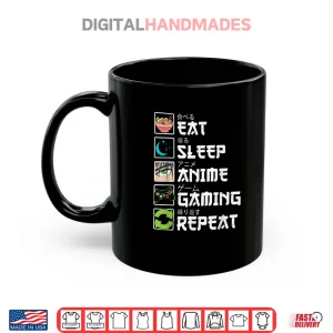 Mug Eat Sleep Anime Gaming Repeat Gamer Shirt