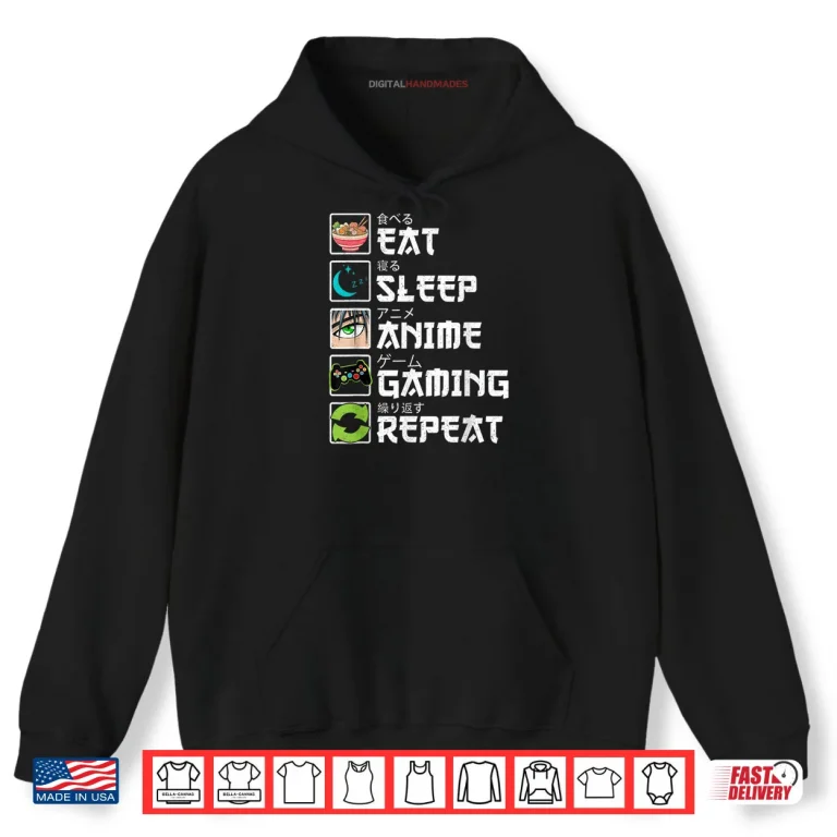 Hoodie Eat Sleep Anime Gaming Repeat Gamer Shirt