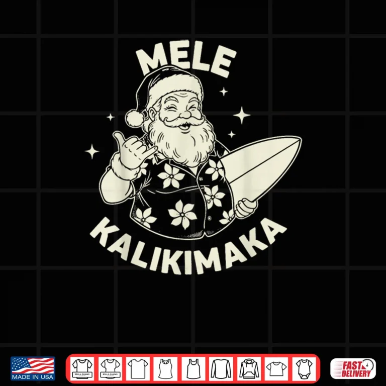 Design Christmas Mele Kalikimaka Santa Shaka Hawaii Shirt