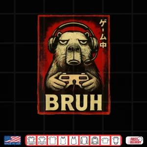 Design Capybara Gamer Bruh Graphic Shirt