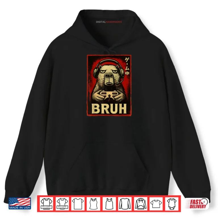 Hoodie Capybara Gamer Bruh Graphic Shirt