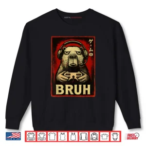 Sweatshirt Capybara Gamer Bruh Graphic Shirt