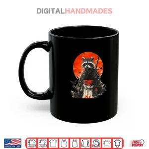 Mug Samurai Raccoon Sun Flowers Art Shirt