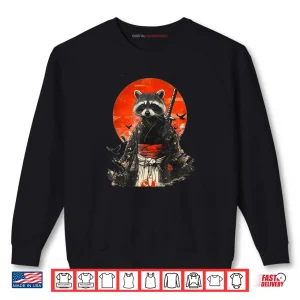 Sweatshirt Samurai Raccoon Sun Flowers Art Shirt