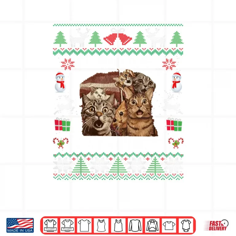 Design Lesbians Eat What Funny Shocked Cats Christmas Ugly Style Shirt