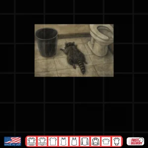 Design Vintage Drunk Raccoon Passes Out in Bathroom Meme Shirt