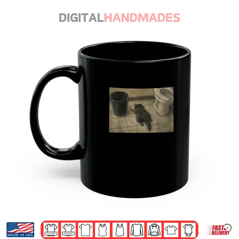 Mug Vintage Drunk Raccoon Passes Out in Bathroom Meme Shirt