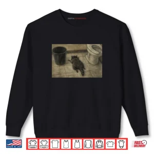 Sweatshirt Vintage Drunk Raccoon Passes Out in Bathroom Meme Shirt