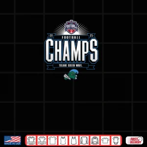 Design Tulane Green Wave AAC Champs 2025 Football Locker Room Shirt 1