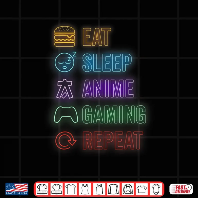 Design Eat Sleep Anime Gaming Repeat Gamer Anime Shirt