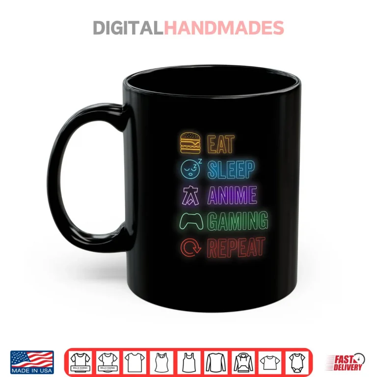 Mug Eat Sleep Anime Gaming Repeat Gamer Anime Shirt
