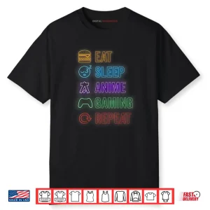 Eat Sleep Anime Gaming Repeat Gamer Anime Shirt