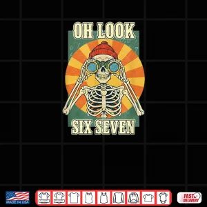 Design Oh Look Six Seven Funny Skeleton Binoculars Retro Shirt