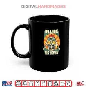 Mug Oh Look Six Seven Funny Skeleton Binoculars Retro Shirt