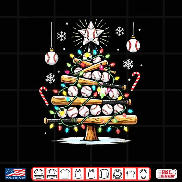 Design Baseball Christmas Tree Lights Shirt
