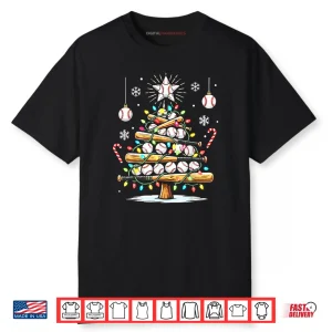 Baseball Christmas Tree Lights Shirt