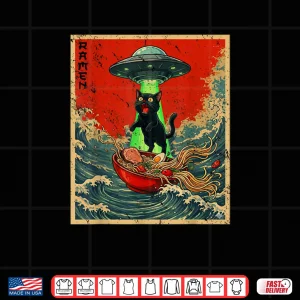 Cat Ramen UFO Japanese Anime Shirt 4 Design Cat Ramen UFO Japanese Anime Shirt 1