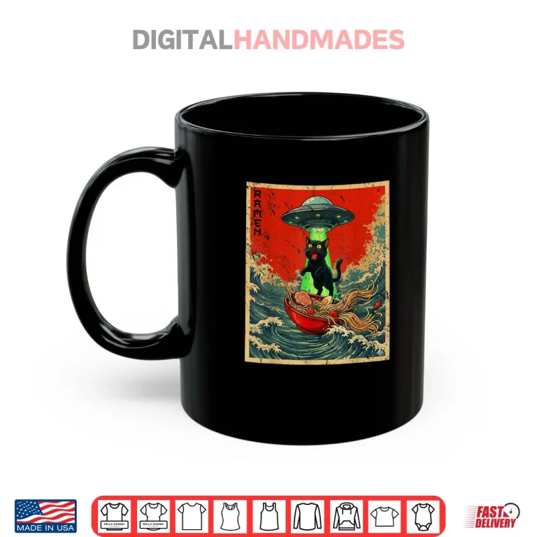 Mug Cat Ramen UFO Japanese Anime Shirt 1