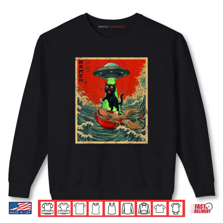 Sweatshirt Cat Ramen UFO Japanese Anime Shirt 1