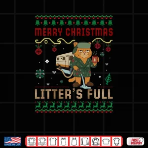 Design Merry Christmas Litters Full Funny Cat Xmas Ugly Sweaters Shirt