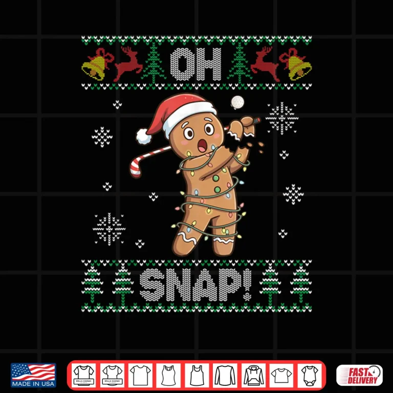 Design Gingerbread Golf Christmas Cookie Oh Snap Santa Ugly Sweater Shirt