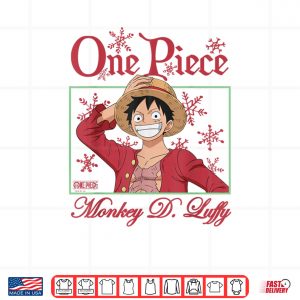 Design One Piece Anime Happy Holidays Luffy Christmas Snowflakes Shirt 2