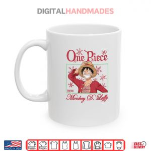 Mug One Piece Anime Happy Holidays Luffy Christmas Snowflakes Shirt 2