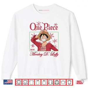 Sweatshirt One Piece Anime Happy Holidays Luffy Christmas Snowflakes Shirt 2