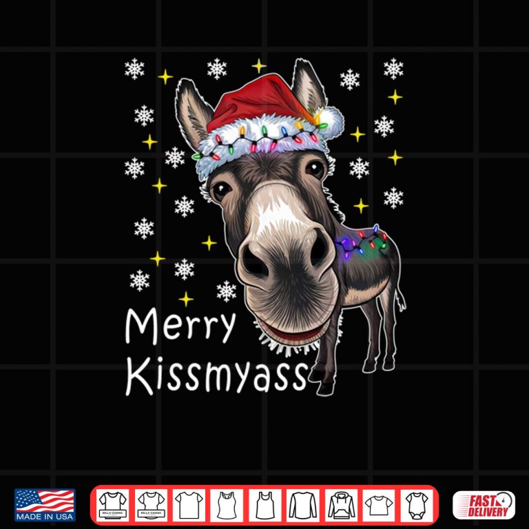 Merry Kissmyass Funny Donkey Christmas Shirt 4 Design Merry Kissmyass Funny Donkey Christmas Shirt 2