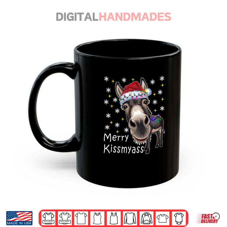 Merry Kissmyass Funny Donkey Christmas Shirt 3 Mug Merry Kissmyass Funny Donkey Christmas Shirt 2