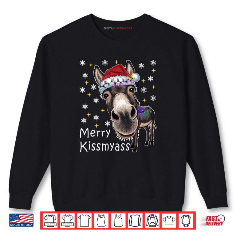 Merry Kissmyass Funny Donkey Christmas Shirt 1 Sweatshirt Merry Kissmyass Funny Donkey Christmas Shirt 2