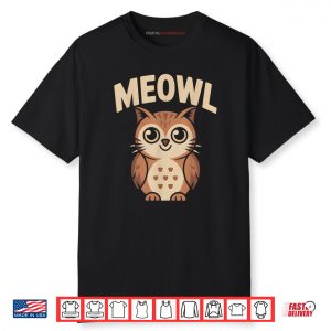 Meowl Cat Owl Hybrid Meme Brain Rot Gen Alpha Trending Shirt