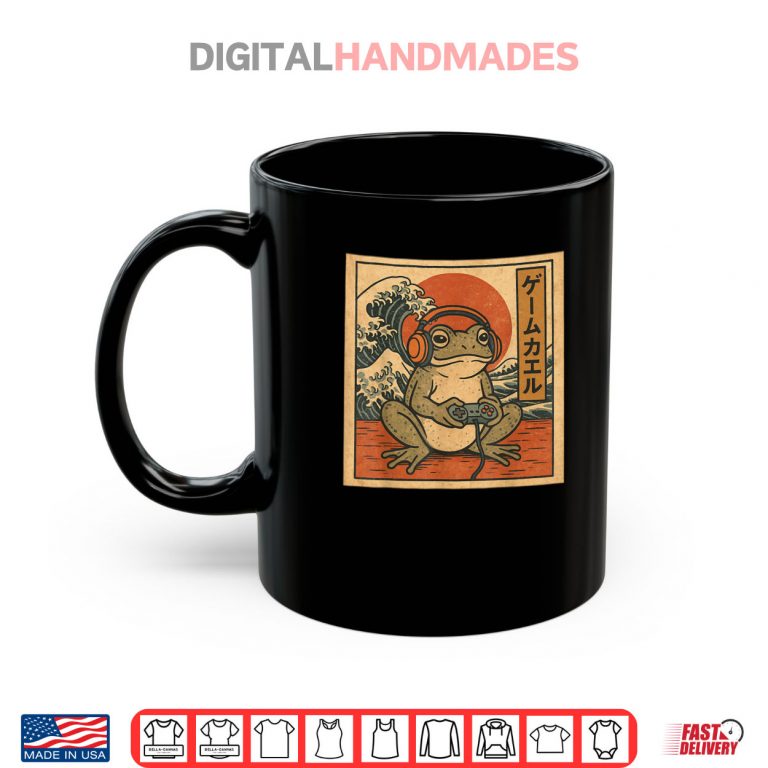 Mug Gaming Frog Art Ukiyo e Japanese Gamer Anime Shirt 2