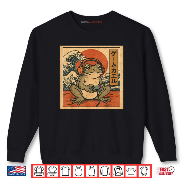 Sweatshirt Gaming Frog Art Ukiyo e Japanese Gamer Anime Shirt 2