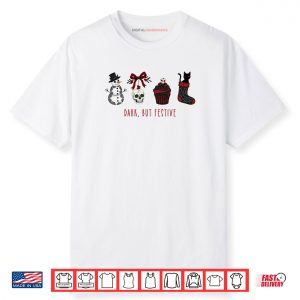 Dark But Festive Goth Black Cat Spooky Christmas Shirt