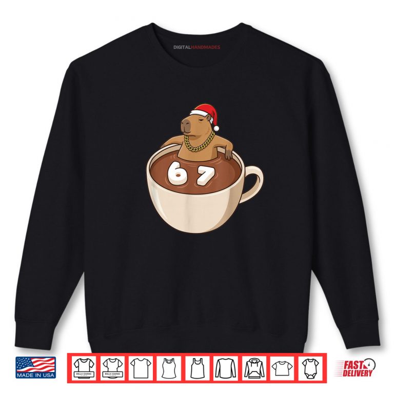 Sweatshirt Chill Capybara Christmas Hot Cocoa 67 Marshmallow Six Seven Shirt 2