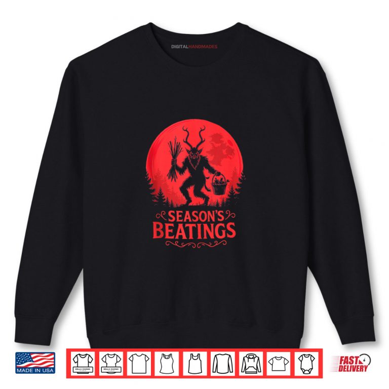 Sweatshirt Krampus Santa Seasons Beatings Gothic Christmas Horror Shirt
