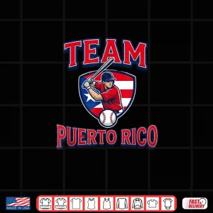 Design Team Puerto Rico Baseball Flag Patriotic Shirt