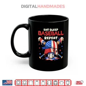 Mug Eat Sleep Baseball Repeat Funny Ice Cream Drip Crossed Bats Shirt