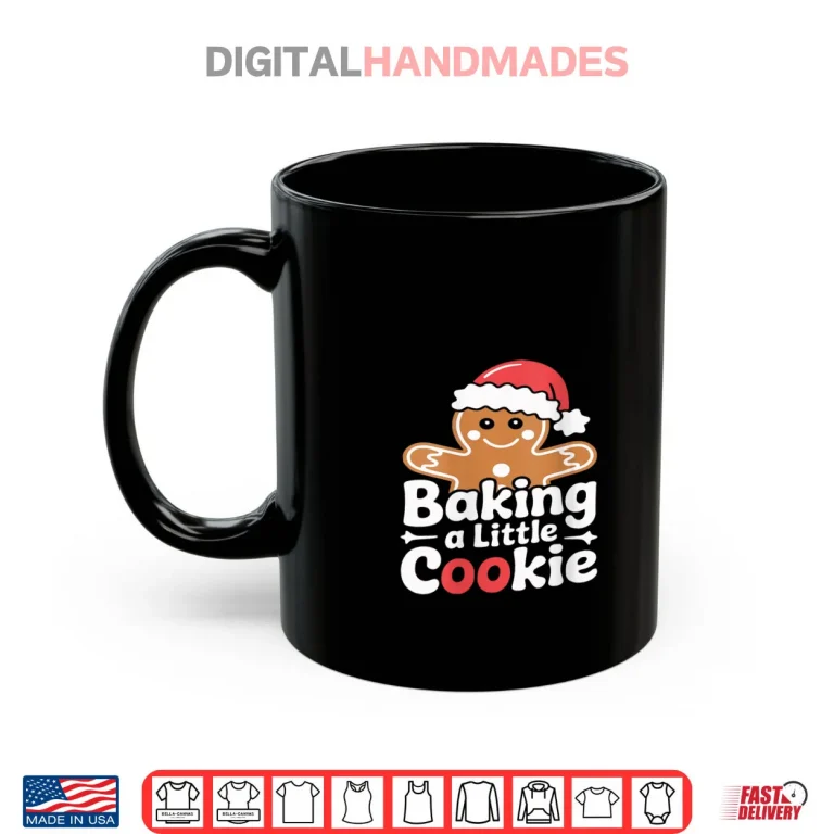 Mug Baking A Little Cookie Cute Christmas Pregnancy Announcement Shirt
