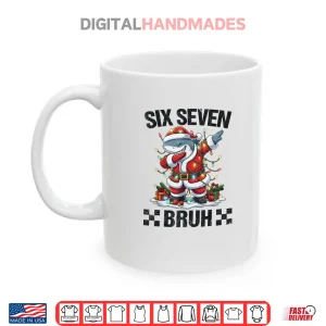 Mug 67 Six Seven Bruh Santa Shark 6 7 Meme Christmas Lights Shirt