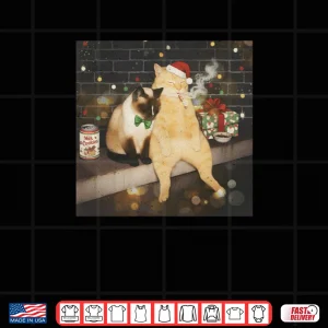 Design Christmas Smoking Cat Funny Candy Cane Cat Santa Meme Animal Shirt
