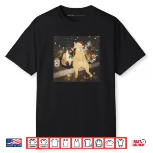 Christmas Smoking Cat Funny Candy Cane Cat Santa Meme Animal Shirt