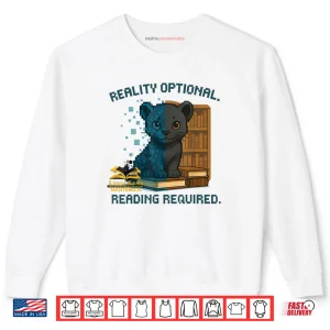 Sweatshirt Reality Optional Reading Required Gamer Black Panther Book Shirt
