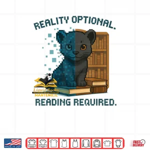 Design Reality Optional Reading Required Gamer Black Panther Book Shirt